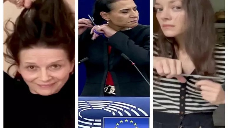 بالفيديو.. ممثلتان فرنسيتان حائزتان على "الأوسكار" تقصان شعرهما تضامنا مع إيران