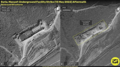 صور جوية تظهر تدمير موقع عسكري بقصف إسرائيلي في سوريا